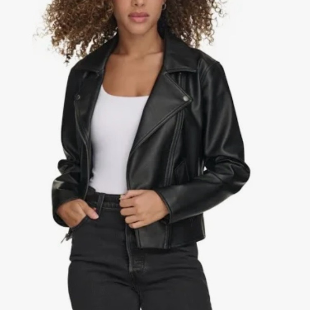 Levi's Women's Sleek Black FauxLeather Moto  Jacket - Picture 5 of 5